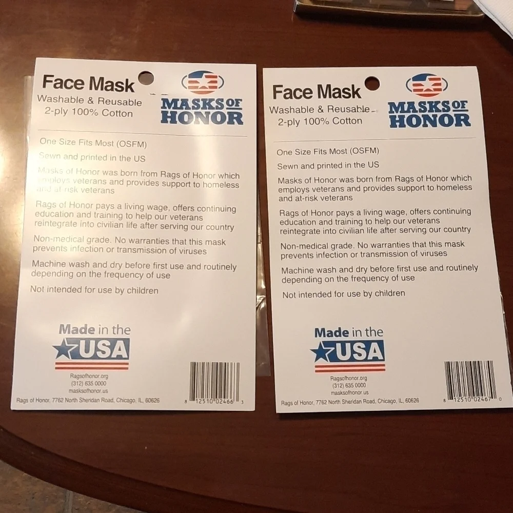 Face Masks 2 for 1 Made in USA